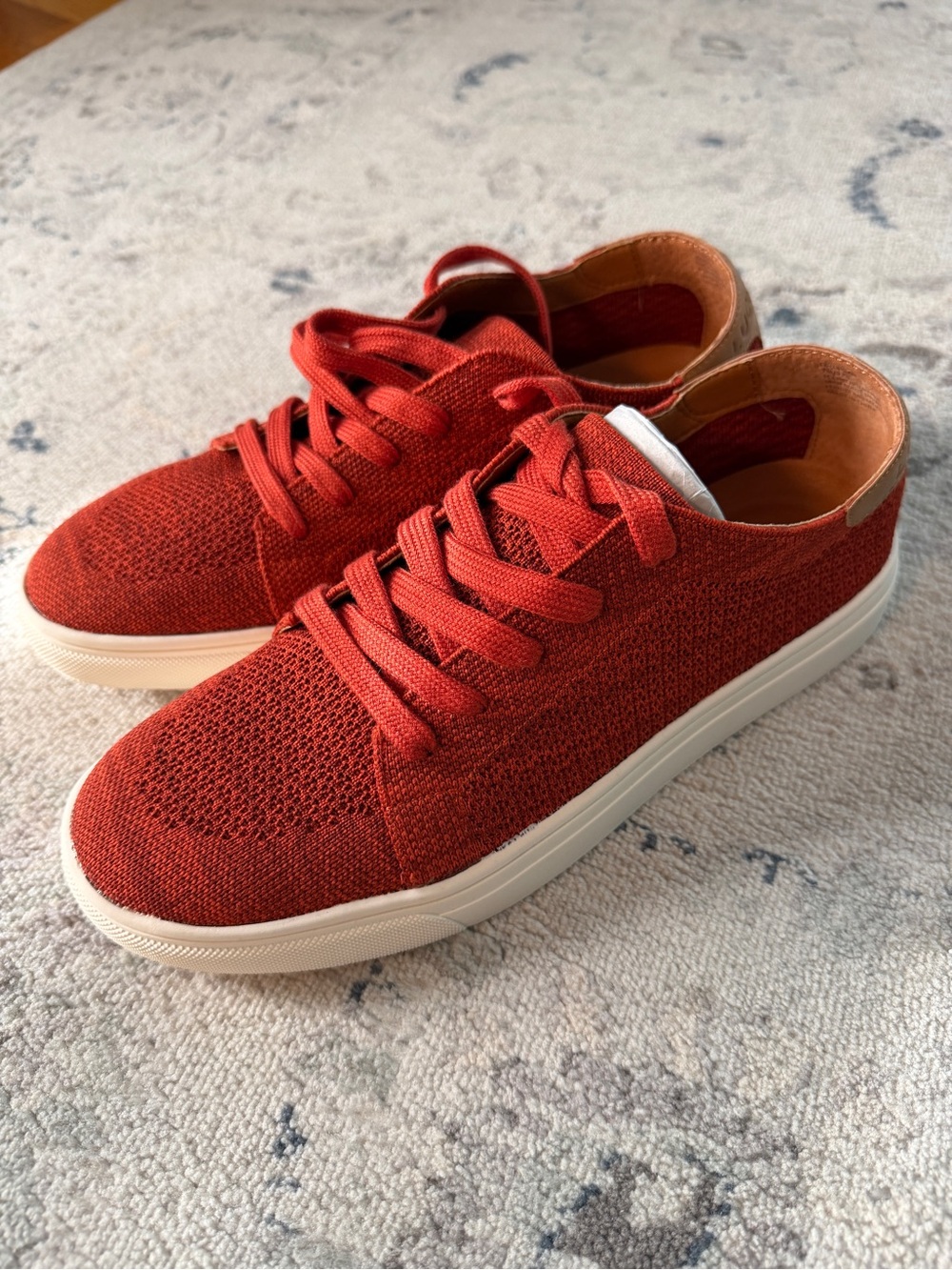 Lucky Brand Red Knit Lace-Up Sneakers
